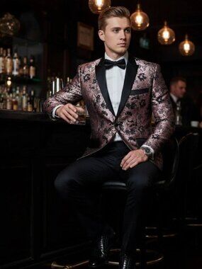 Men's Pink Floral Tuxedo Jacket Slim Fit